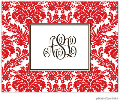 Stationery/Thank You Notes by PicMe Prints - Damask Poppy (Folded)