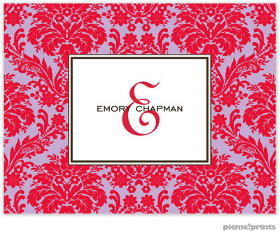 Stationery/Thank You Notes by PicMe Prints - Damask Cherry on Grape (Folded) Stationery/Thank You Notes by PicMe Prints - Damask Cherry on Grape (Folded)