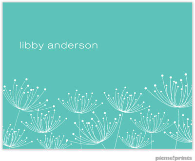 Stationery/Thank You Notes by PicMe Prints - Dandelions Turquoise (Folded)