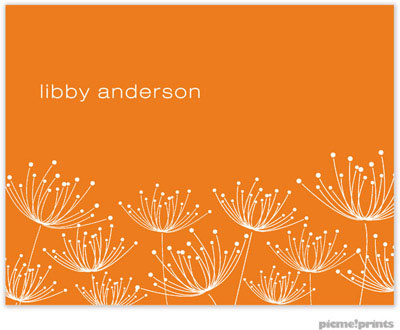 Stationery/Thank You Notes by PicMe Prints - Dandelions Tangerine (Folded)