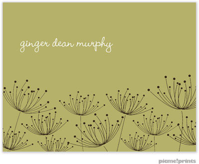 Stationery/Thank You Notes by PicMe Prints - Dandelions Moss (Folded)