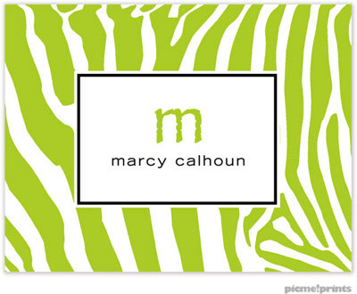 Stationery/Thank You Notes by PicMe Prints - Zany Zebra Chartreuse (Folded) Stationery/Thank You Notes by PicMe Prints - Zany Zebra Chartreuse (Folded)