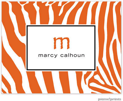 Stationery/Thank You Notes by PicMe Prints - Zany Zebra Tangerine (Folded)