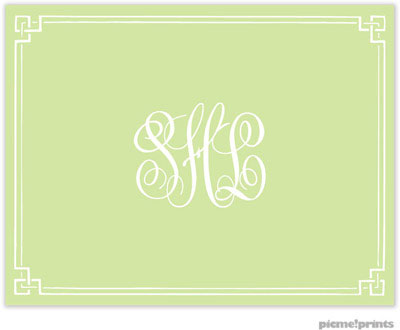 Stationery/Thank You Notes by PicMe Prints - Classic Border Spring Green (Folded)