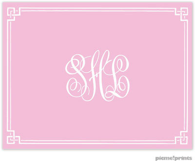 Stationery/Thank You Notes by PicMe Prints - Classic Border Pink (Folded)