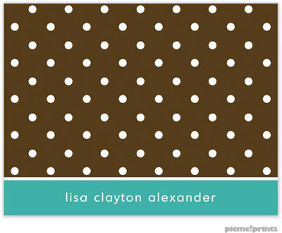 Stationery/Thank You Notes by PicMe Prints - Dots On Chocolate Turquoise (Folded)