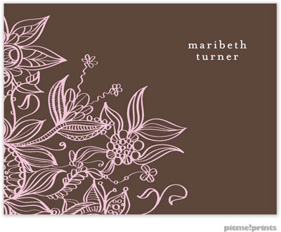 Stationery/Thank You Notes by PicMe Prints - Funky Floral By Night Pink (Folded) Stationery/Thank You Notes by PicMe Prints - Funky Floral By Night Pink (Folded)
