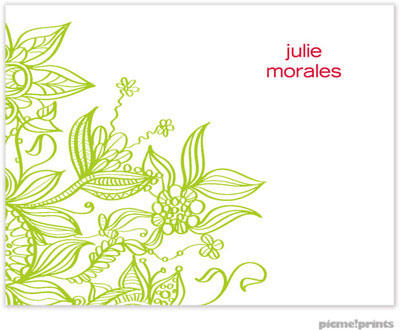 Stationery/Thank You Notes by PicMe Prints - Funky Floral By Day Chartreuse (Folded)