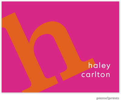 Stationery/Thank You Notes by PicMe Prints - Alphabet Tangerine on Hot Pink (Folded) Stationery/Thank You Notes by PicMe Prints - Alphabet Tangerine on Hot Pink (Folded)