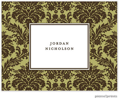 Stationery/Thank You Notes by PicMe Prints - Damask Moss (Folded) Stationery/Thank You Notes by PicMe Prints - Damask Moss (Folded)