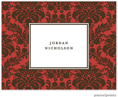 Stationery/Thank You Notes by PicMe Prints - Damask Paprika (Folded)