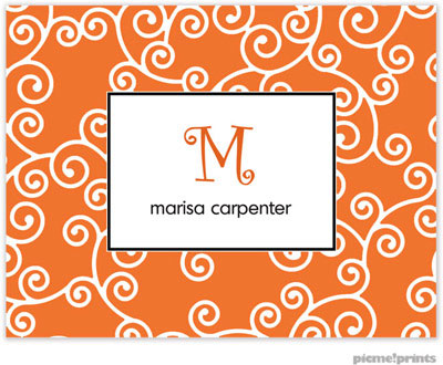 Stationery/Thank You Notes by PicMe Prints - Happy Scrolls Tangerine (Folded) Stationery/Thank You Notes by PicMe Prints - Happy Scrolls Tangerine (Folded)