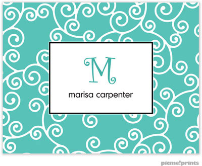 Stationery/Thank You Notes by PicMe Prints - Happy Scrolls Turquoise (Folded) Stationery/Thank You Notes by PicMe Prints - Happy Scrolls Turquoise (Folded)