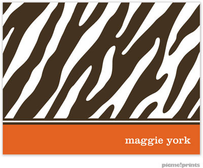 Stationery/Thank You Notes by PicMe Prints - Espresso Zebra Tangerine (Folded) Stationery/Thank You Notes by PicMe Prints - Espresso Zebra Tangerine (Folded)