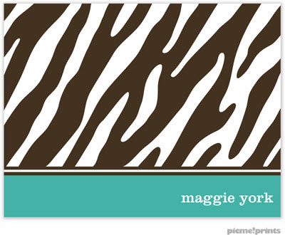 Stationery/Thank You Notes by PicMe Prints - Espresso Zebra Turquoise (Folded)