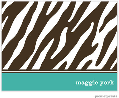 Stationery/Thank You Notes by PicMe Prints - Espresso Zebra Turquoise (Folded) Stationery/Thank You Notes by PicMe Prints - Espresso Zebra Turquoise (Folded)