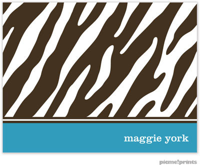 Stationery/Thank You Notes by PicMe Prints - Espresso Zebra Peacock (Folded)