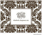 Stationery/Thank You Notes by PicMe Prints - Damask Espresso (Folded)