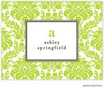 Stationery/Thank You Notes by PicMe Prints - Damask Chartreuse (Folded)