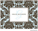 Stationery/Thank You Notes by PicMe Prints - Damask Baby Blue (Folded)