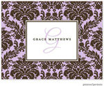 Stationery/Thank You Notes by PicMe Prints - Damask Lavender (Folded)