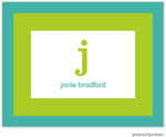 Stationery/Thank You Notes by PicMe Prints - Bold Bands Turquoise/Chartreuse (Folded)