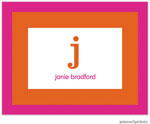 Stationery/Thank You Notes by PicMe Prints - Bold Bands Hot Pink/Tangerine (Folded)