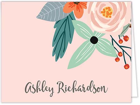 Stationery/Thank You Notes by PicMe Prints - Feather & Flowers Blossom (Folded)