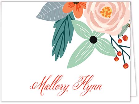 Stationery/Thank You Notes by PicMe Prints - Feather & Flowers White (Folded)