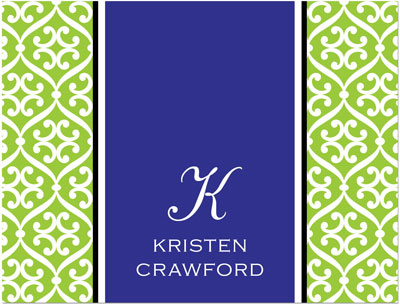 Note Cards/Stationery by Prints Charming - Green & Blue Elegant Band (Folded)