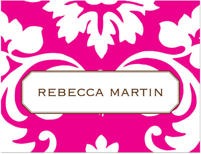 Note Cards/Stationery by Prints Charming - Hot Pink Damask (Folded)