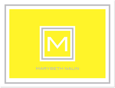 Note Cards/Stationery by Prints Charming - Yellow & Grey Framed Initial (Folded) Note Cards/Stationery by Prints Charming - Yellow & Grey Framed Initial (Folded)