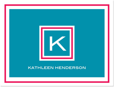 Note Cards/Stationery by Prints Charming - Turquoise & Berry Framed Initial (Folded) Note Cards/Stationery by Prints Charming - Turquoise & Berry Framed Initial (Folded)