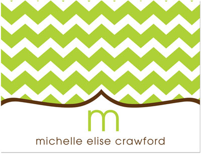 Note Cards/Stationery by Prints Charming - Lime Chevron (Folded)