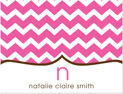 Note Cards/Stationery by Prints Charming - Hot Pink Chevron (Folded)