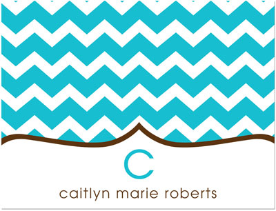 Note Cards/Stationery by Prints Charming - Turquoise Chevron (Folded)