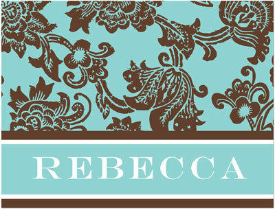 Note Cards/Stationery by Prints Charming - Teal & Brown Classic Floral (Folded) Note Cards/Stationery by Prints Charming - Teal & Brown Classic Floral (Folded)