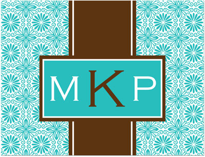 Note Cards/Stationery by Prints Charming - Turquoise & Brown Monogram (Folded) Note Cards/Stationery by Prints Charming - Turquoise & Brown Monogram (Folded)