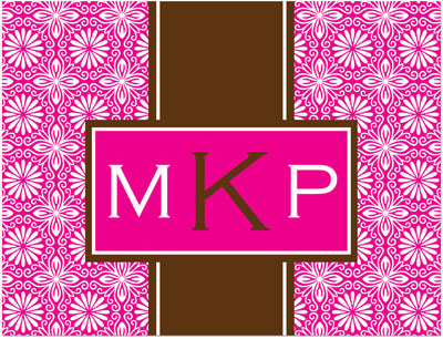 Note Cards/Stationery by Prints Charming - Hot Pink & Brown Monogram (Folded)