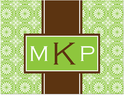 Note Cards/Stationery by Prints Charming - Green & Brown Monogram (Folded) Note Cards/Stationery by Prints Charming - Green & Brown Monogram (Folded)