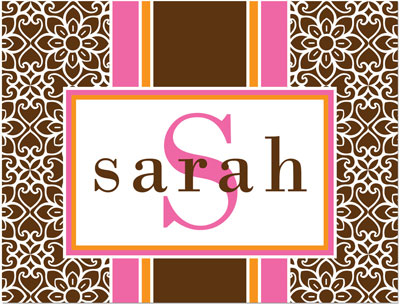 Note Cards/Stationery by Prints Charming - Brown & Pink Stylish Band (Folded) Note Cards/Stationery by Prints Charming - Brown & Pink Stylish Band (Folded)