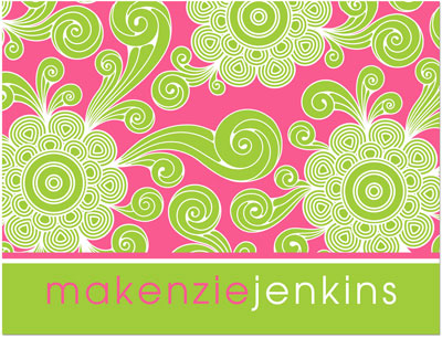 Note Cards/Stationery by Prints Charming - Pink & Lime Funky Floral (Folded)