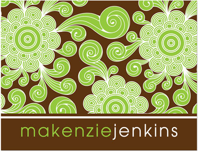 Note Cards/Stationery by Prints Charming - Brown & Lime Funky Floral (Folded) Note Cards/Stationery by Prints Charming - Brown & Lime Funky Floral (Folded)