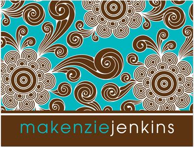 Note Cards/Stationery by Prints Charming - Turquoise & Brown Funky Floral (Folded) Note Cards/Stationery by Prints Charming - Turquoise & Brown Funky Floral (Folded)