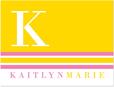 Note Cards/Stationery by Prints Charming - Yellow & Pink Modern Classic Initial (Folded) Note Cards/Stationery by Prints Charming - Yellow & Pink Modern Classic Initial (Folded)