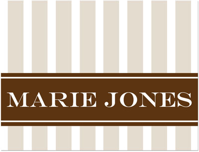 Note Cards/Stationery by Prints Charming - Sand & Brown Classic Stripe (Folded)