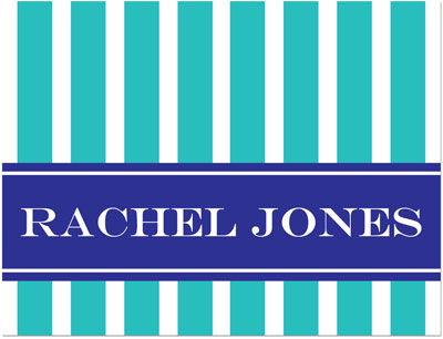 Note Cards/Stationery by Prints Charming - Turquoise & Navy Classic Stripe (Folded)