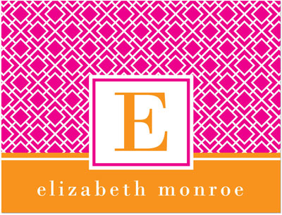 Note Cards/Stationery by Prints Charming - Hot Pink & Orange Geometric Print Initial (Folded) Note Cards/Stationery by Prints Charming - Hot Pink & Orange Geometric Print Initial (Folded)