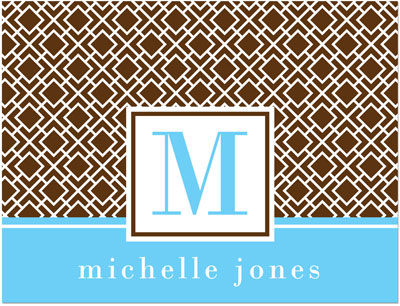 Note Cards/Stationery by Prints Charming - Brown & Light Blue Geometric Print Initial (Folded) Note Cards/Stationery by Prints Charming - Brown & Light Blue Geometric Print Initial (Folded)