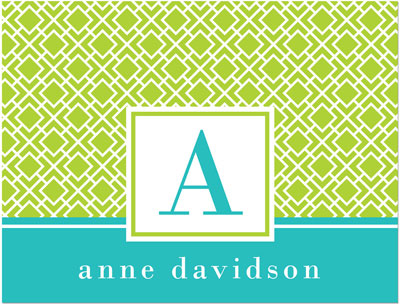 Note Cards/Stationery by Prints Charming - Lime & Turquoise Geometric Print Initial (Folded) Note Cards/Stationery by Prints Charming - Lime & Turquoise Geometric Print Initial (Folded)